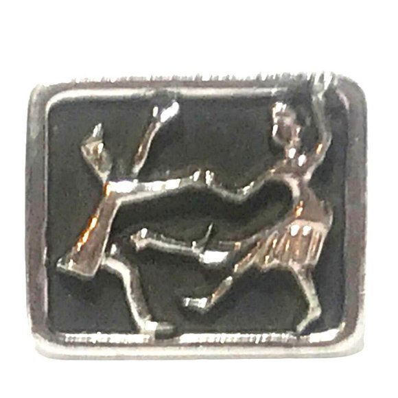 1940s 1950s Dancing Couple Cufflinks Silver Tone and Black Jitterbug Lindy - Picture 2 of 4